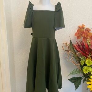 Elegant Olive Green L Filipiniana Dress for 4 to 5 year old Girl puffed sleeves